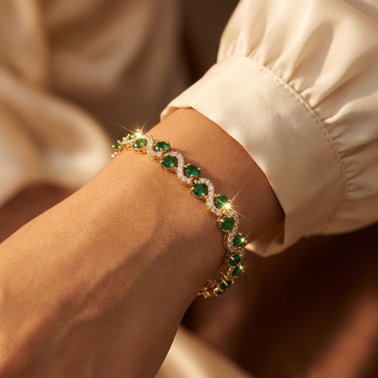 Bracciale Halo in Oro e Smeraldo