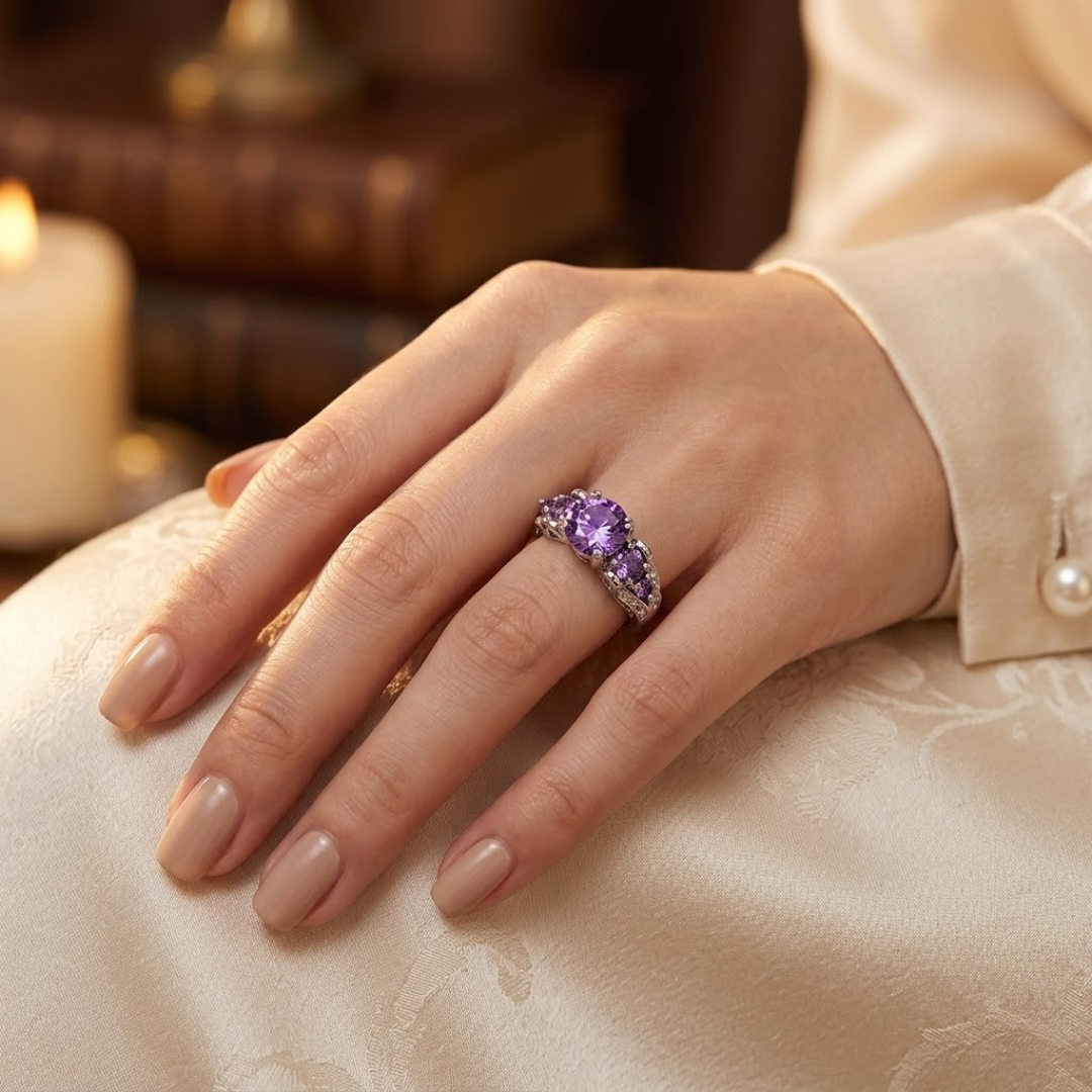 Anello vintage in ametista d'argento