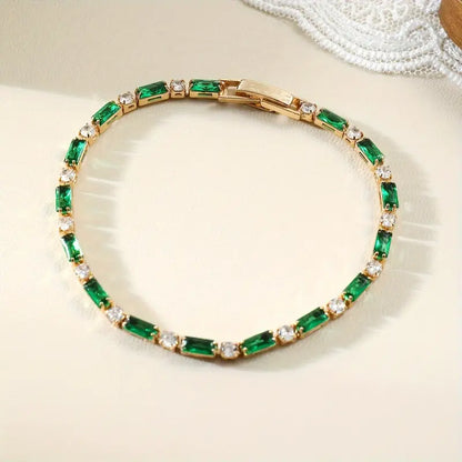 Bracciale Tennis Miralyn Sevrine | Dorato con Pietre Verde Smeraldo