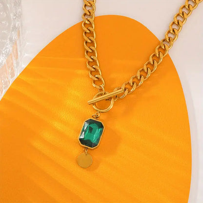 Collana a catena con smeraldo in oro