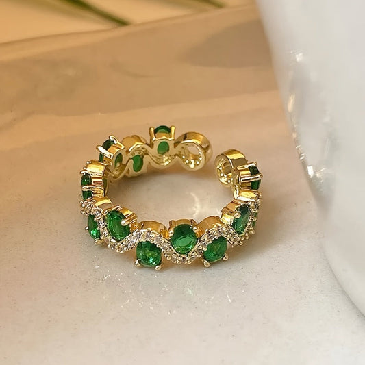 Anello Aperto Calira Sparkling Emerald | Oro