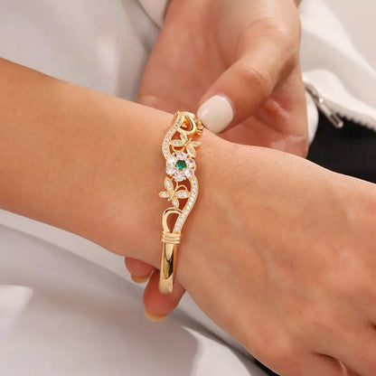 Bracciale Rigido Isla Beaumont | Dorato con Dettaglio Verde Smeraldo