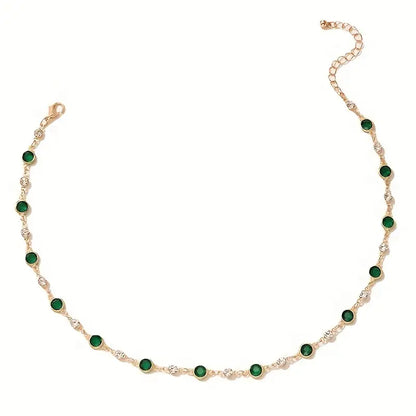 Collana Elira Vescari | Dorata con Pietre Verde Smeraldo