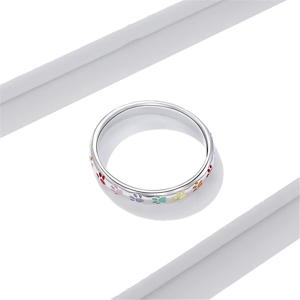 Anello con impronta di zampa smaltata in argento 925 – Sottile e Delicato