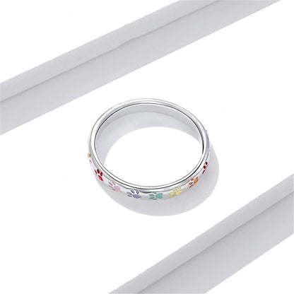 Anello con impronta di zampa smaltata in argento 925 – Sottile e Delicato