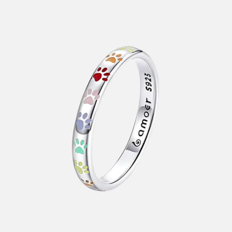 Anello Zampa Smaltata in Argento 925 – Sottile e Delicato