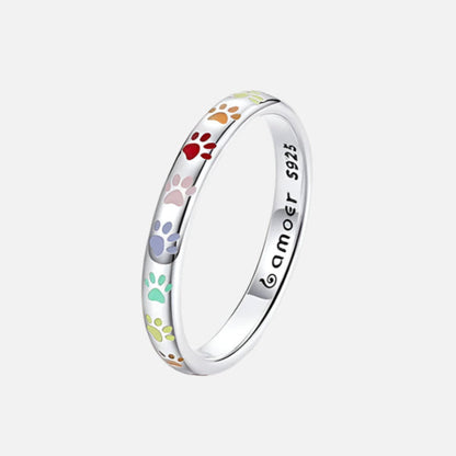 Anello Zampa Smaltata in Argento 925 – Sottile e Delicato