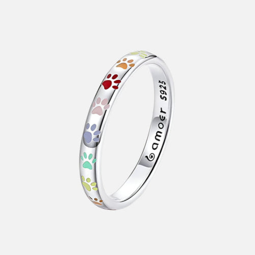 Anello con impronta di zampa smaltata in argento 925 – Sottile e Delicato
