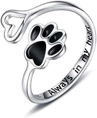Anello Zampa e Cuore Regolabile in Argento 925 – Fatto a Mano