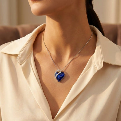 Collana cuore zaffiro in argento