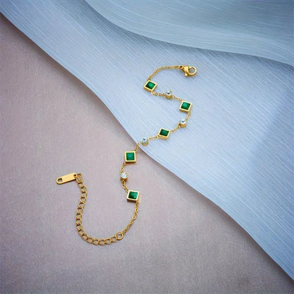 Bracciale Amelisse Glenwyn | Dorato con Pietre Verde Smeraldo