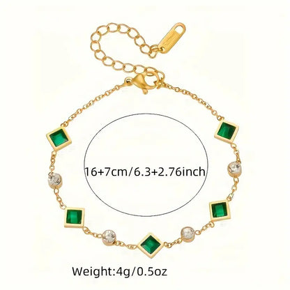 Bracciale Amelisse Glenwyn | Dorato con Pietre Verde Smeraldo