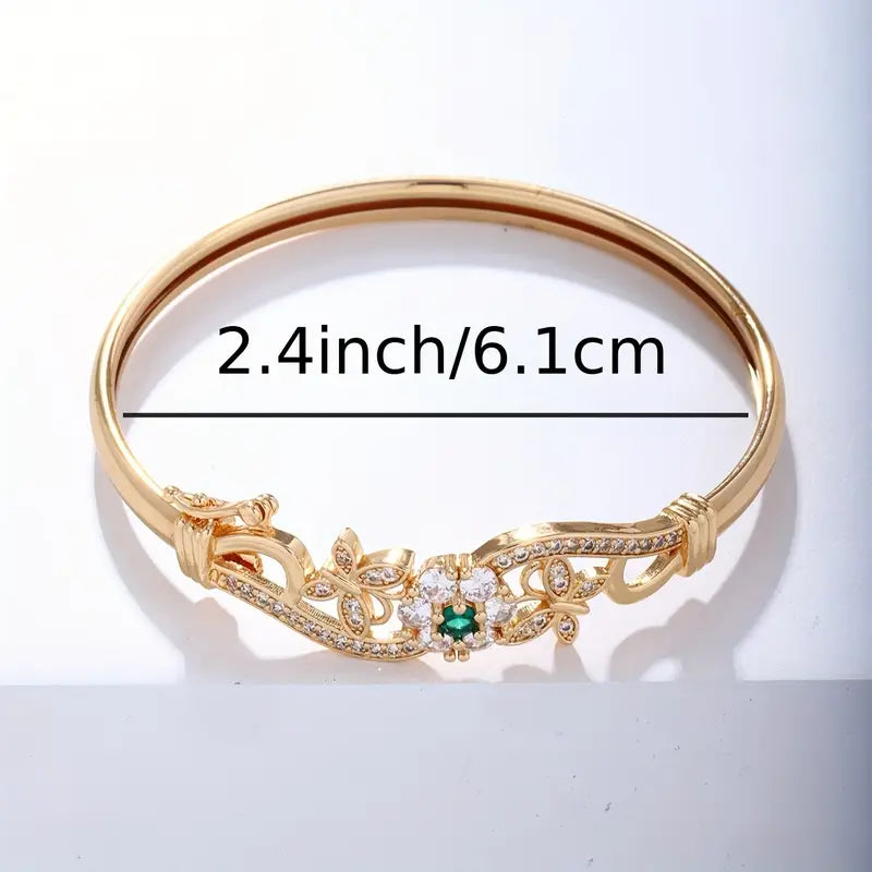 Bracciale Rigido Isla Beaumont | Dorato con Dettaglio Verde Smeraldo