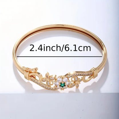 Bracciale Rigido Isla Beaumont | Dorato con Dettaglio Verde Smeraldo