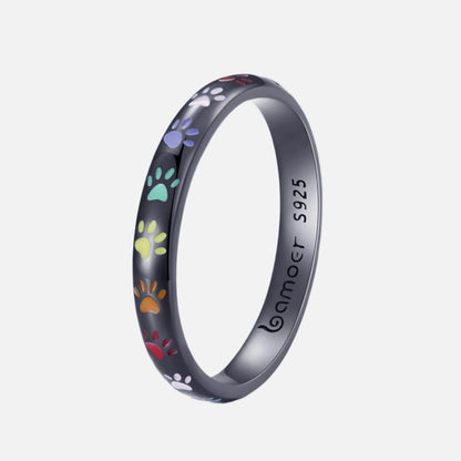 Anello Zampa Smaltata in Argento 925 – Sottile e Delicato