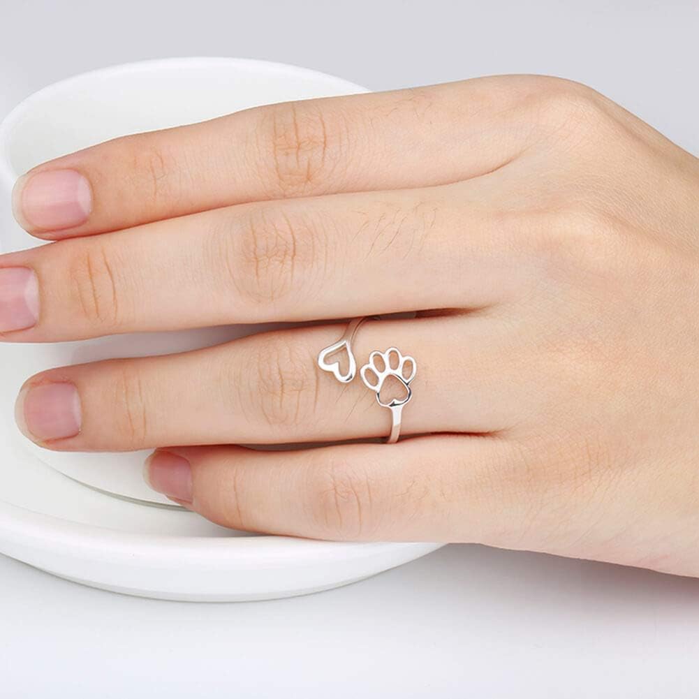 Anello Zampa e Cuore Regolabile in Argento 925 – Fatto a Mano