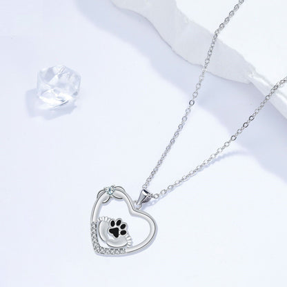 Collana con Stampa di Zampa di Cane "Little Feet" e Zirconia
