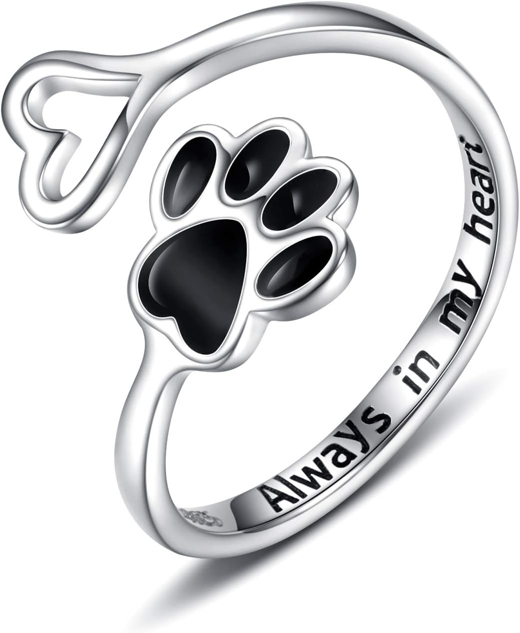 Anello Zampa e Cuore Regolabile in Argento 925 – Fatto a Mano