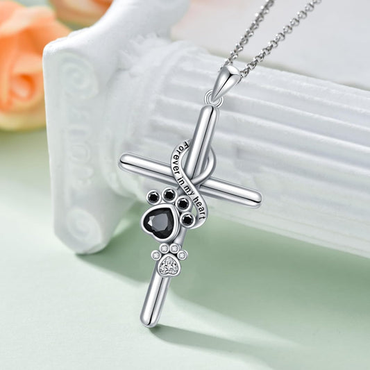 Collana Croce con Zampa in Argento 925 – Fede e Amore