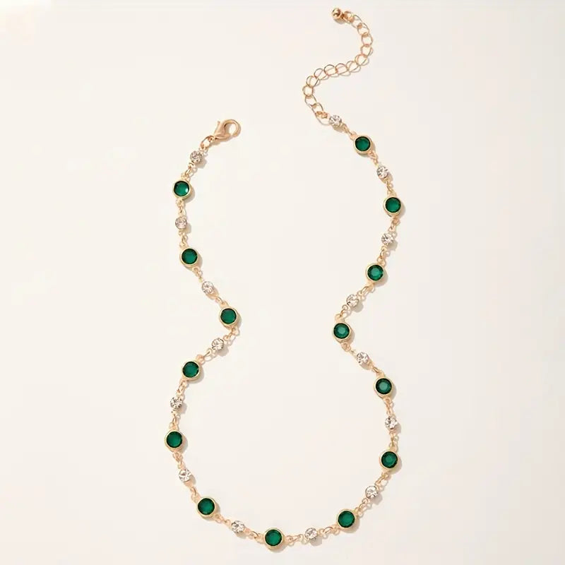 Collana Elira Vescari | Dorata con Pietre Verde Smeraldo