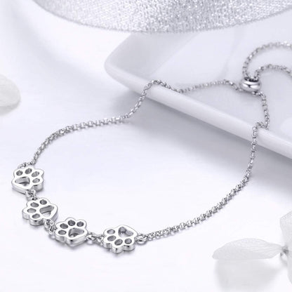 Bracciale Zampe in Argento 925 – Chiusura Scorrevole Regolabile