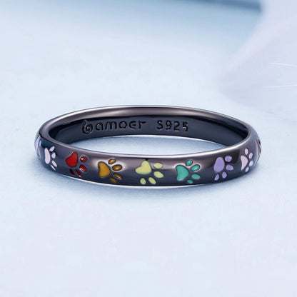 Anello Zampa Smaltata in Argento 925 – Sottile e Delicato