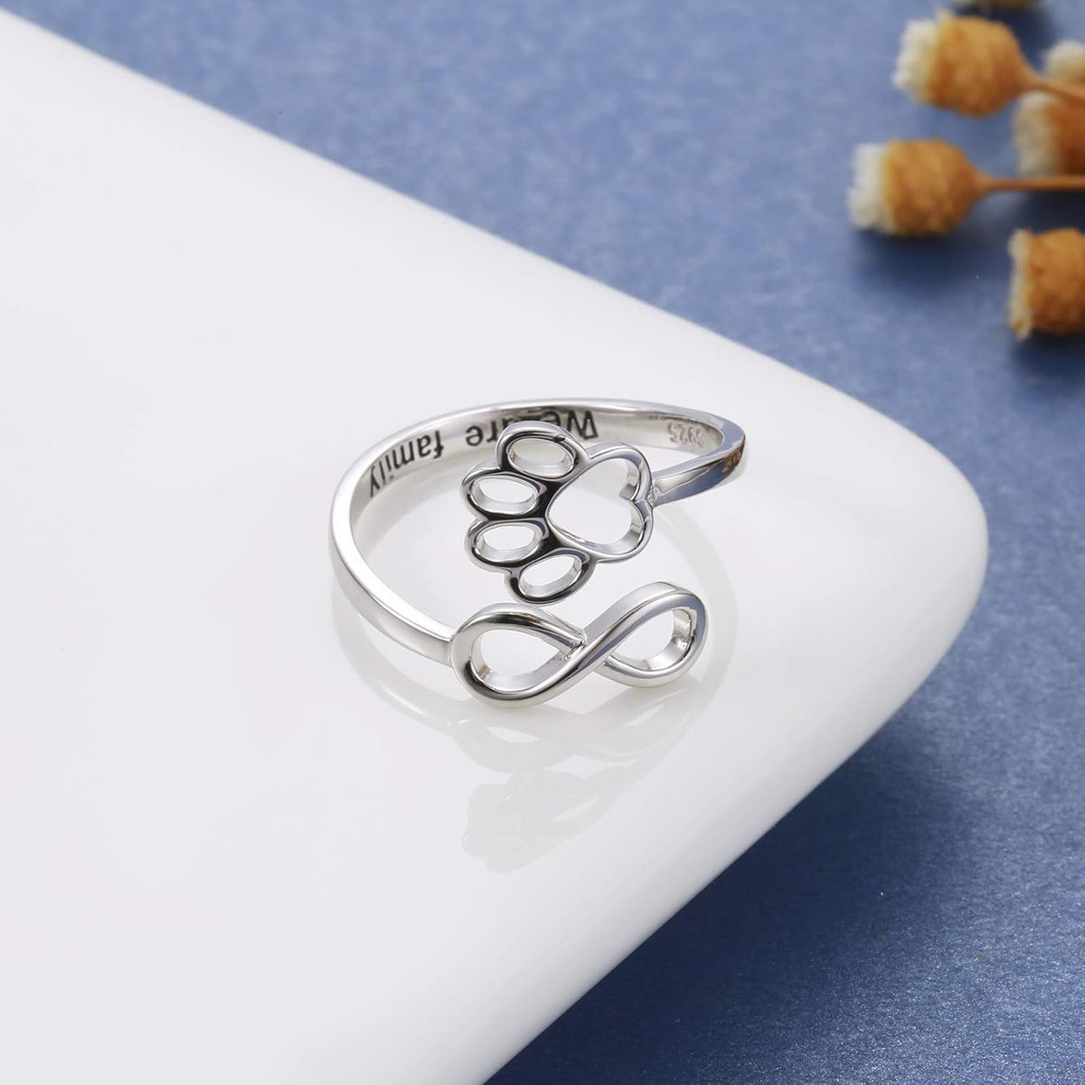 Anello Zampa e Cuore Regolabile in Argento 925 – Fatto a Mano