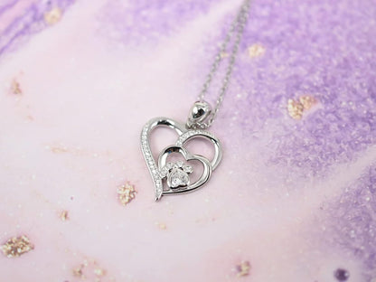 Collana Cuore con Zampa in Argento 925 e Zirconi
