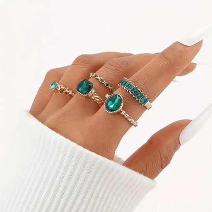 Set di Anelli Zaria Smeraldo Esclusivo | Oro