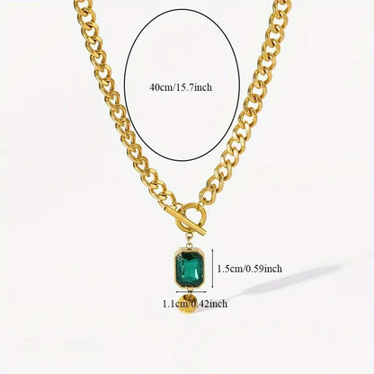Collana con Pendente in Smeraldo e Catena Spessa | Oro