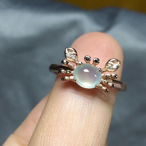 Anello Vintage in Cristallo Blu a Forma di Granchio