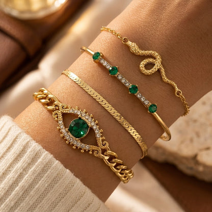 Set di Bracciali con Charm in Oro e Smeraldo