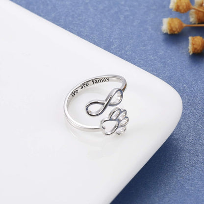 Anello Zampa e Cuore Regolabile in Argento 925 – Fatto a Mano