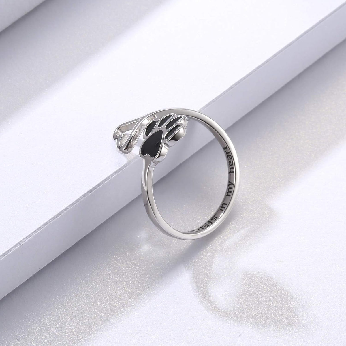 Anello Zampa e Cuore Regolabile in Argento 925 – Fatto a Mano