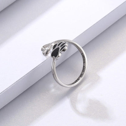 Anello Zampa e Cuore Regolabile in Argento 925 – Fatto a Mano