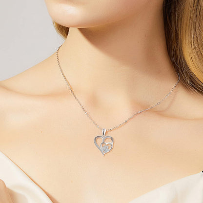 Collana Cuore con Zampa in Argento 925 e Zirconi