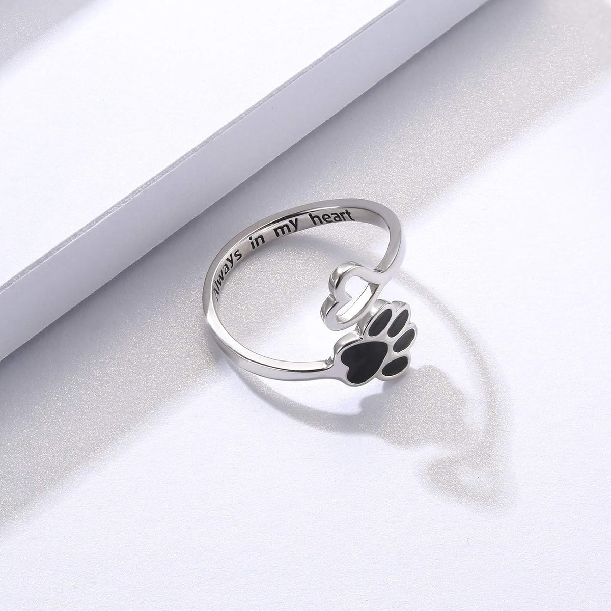 Anello Zampa e Cuore Regolabile in Argento 925 – Fatto a Mano