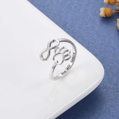 Anello Zampa e Cuore Regolabile in Argento 925 – Fatto a Mano