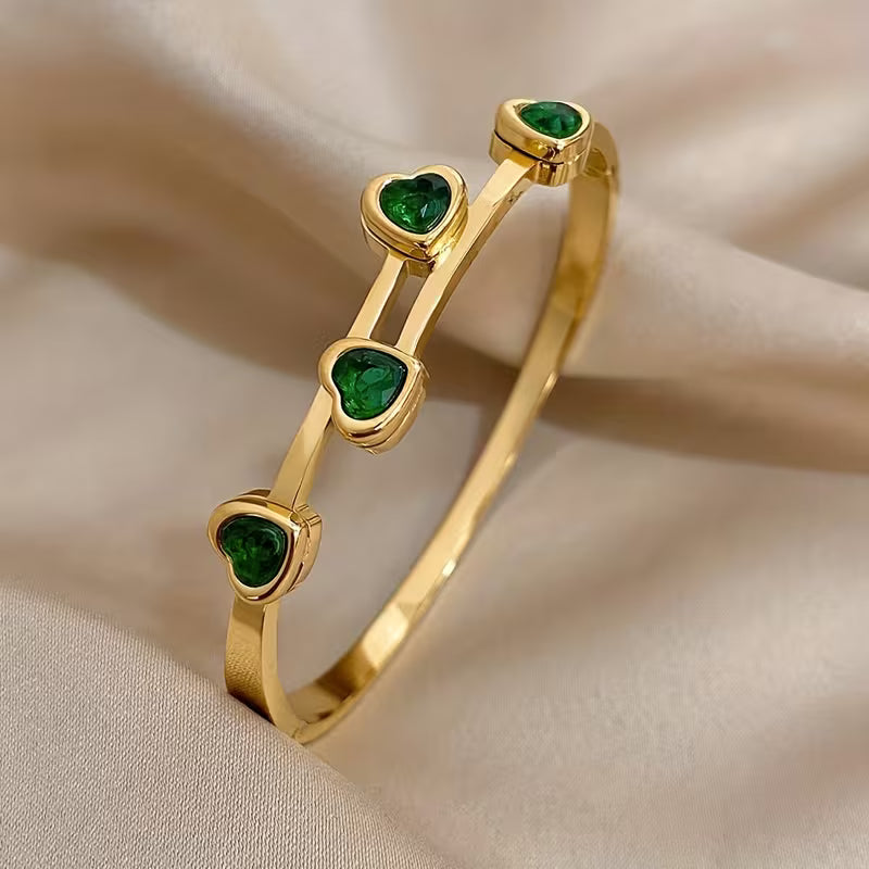 Bracciale Verde Hearts | Oro