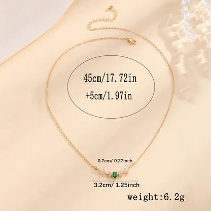 Collana Amira Valmorin | Dorata con Ramo e Pietra Verde Smeraldo