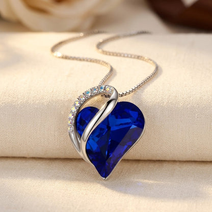 Collana cuore zaffiro in argento