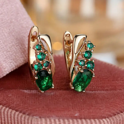 Orecchini Thessaly Moressin | Dorati con Pietre Verde Smeraldo