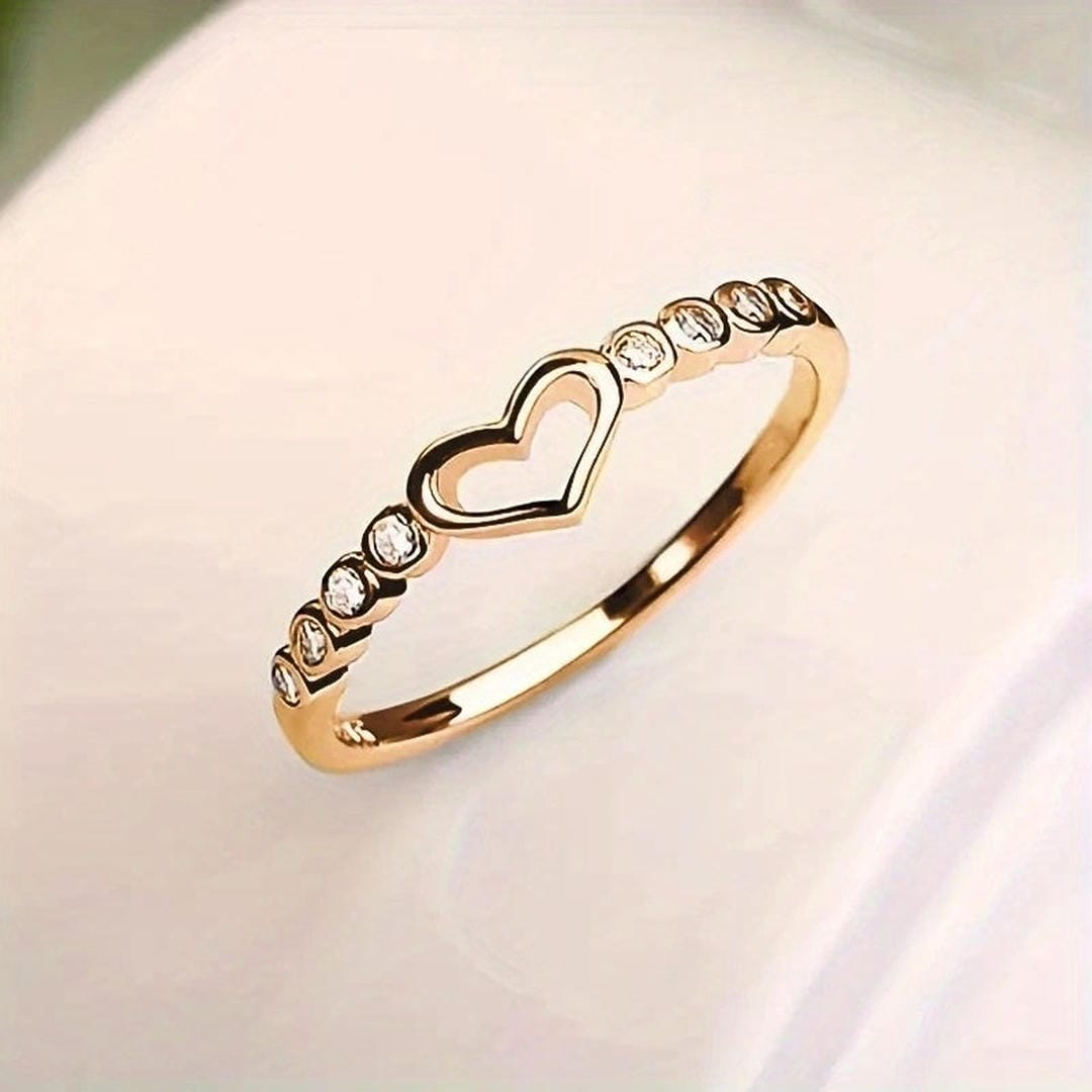 Anello Accento con Cristalli Cuore Aperto