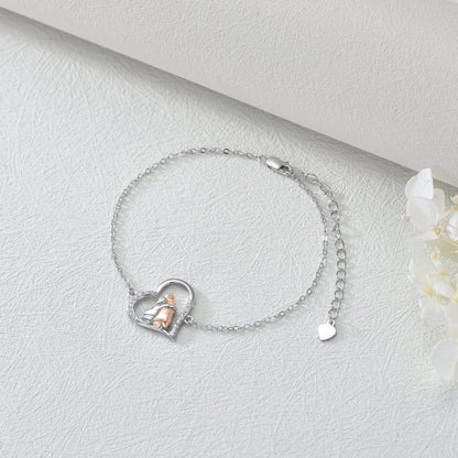 Bracciale Abbraccio Ragazza e Cane con Cuore e Zirconi