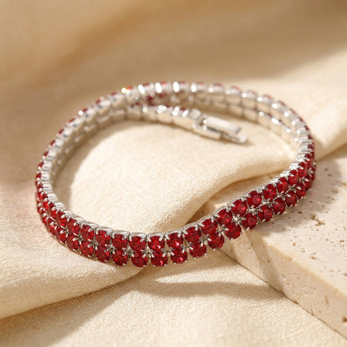 Bracciale Tennis in Rubino e Argento