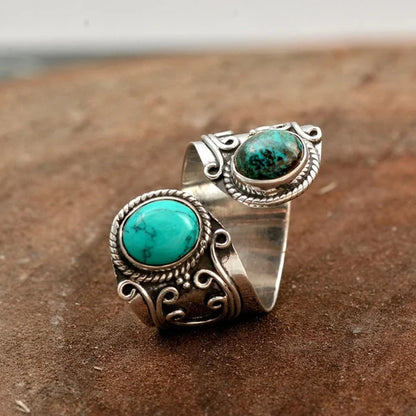 Anello Regolabile con Doppio Contorno Turchese
