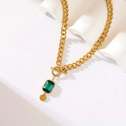 Collana a catena con smeraldo in oro