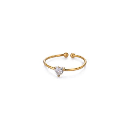 Anello Regolabile Aperto con Pietra del Mese, in Acciaio Titanio Placcato Oro 18K