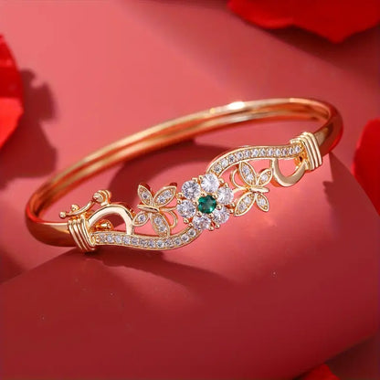 Bracciale Rigido Isla Beaumont | Dorato con Dettaglio Verde Smeraldo