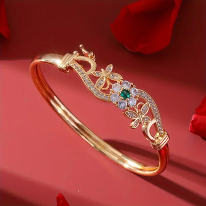 Bracciale Rigido Isla Beaumont | Dorato con Dettaglio Verde Smeraldo